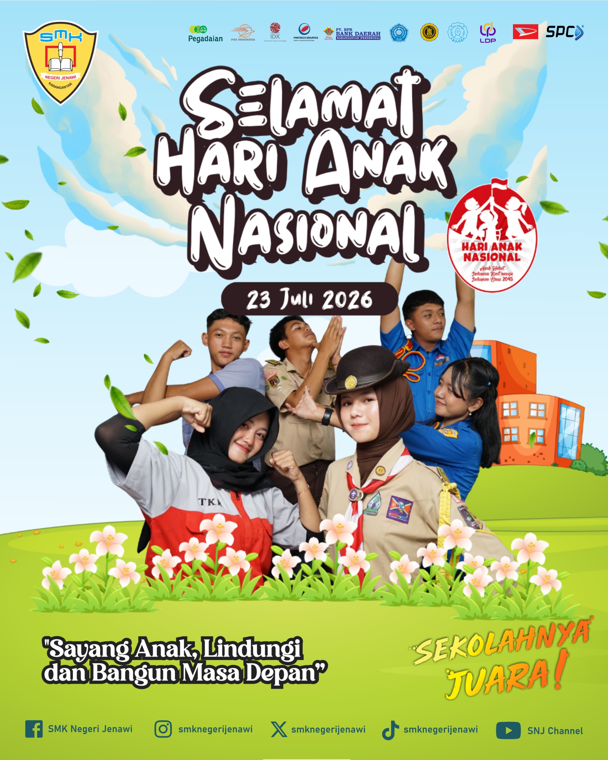 Semangat Hari Anak Nasional ke-42, SMK Negeri Jenawi Gelar Apel Pagi Penuh Makna